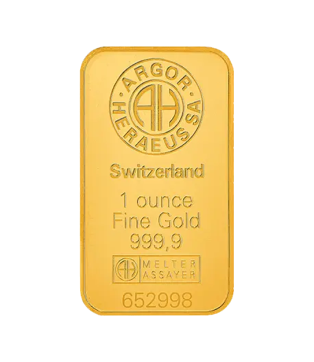 1oz 9999 Gold - Switzerland - Minted Bar