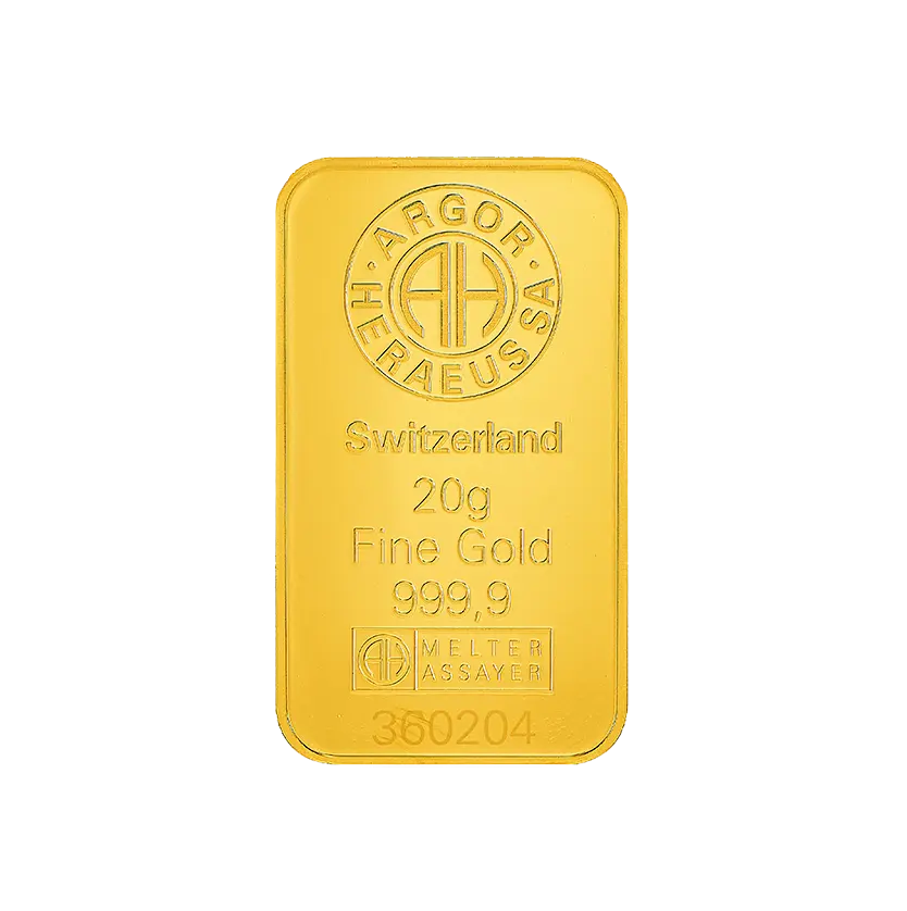 20 克 - 9999 千足金(瑞士)铸造金条