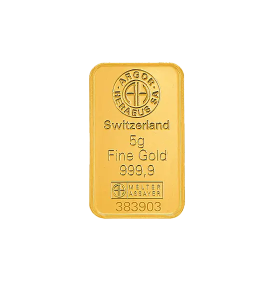 5g - 9999 gold - Switzerland - Minted Bar