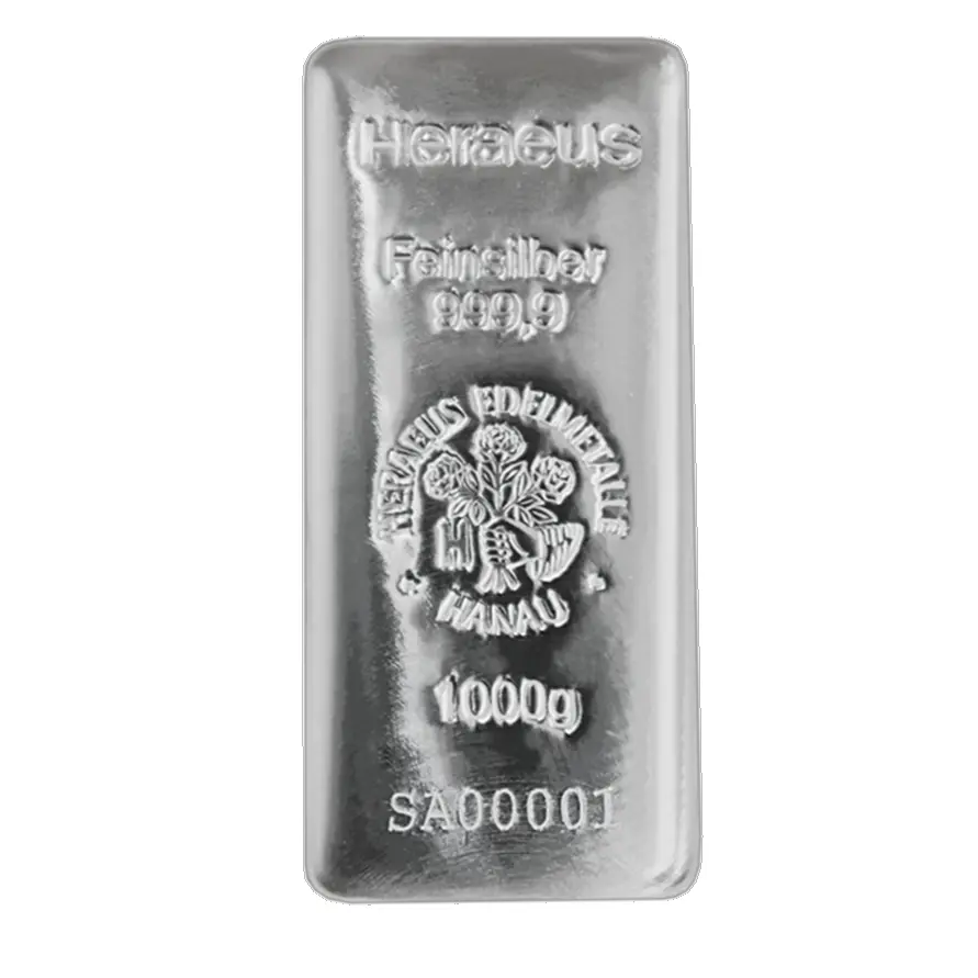 1kg - 9999 Silver- Cast Bar - Heraeus (HK) 
