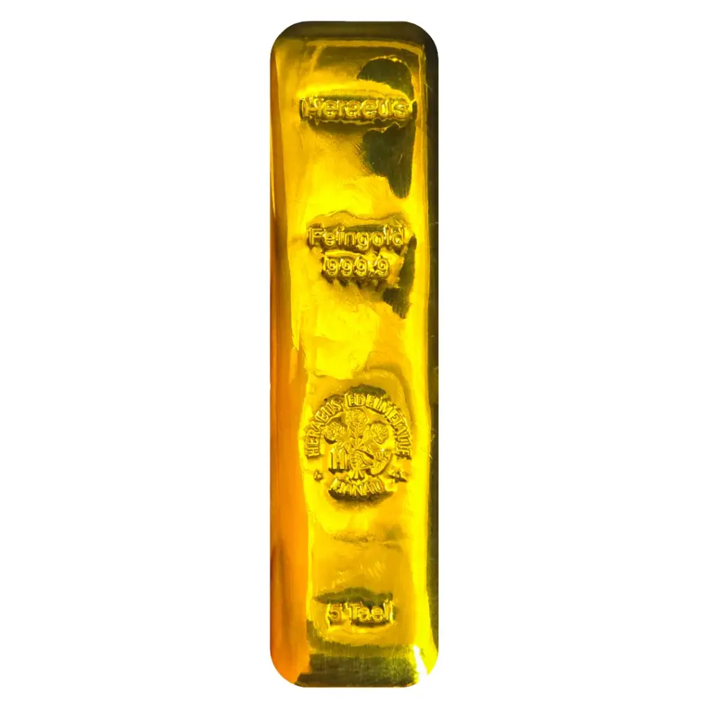 5 Tael - 9999 Gold - Cast Bar - Hong Kong