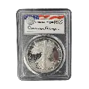 1盎司 - 1986/87 - 稀有里根签名 - 美国鹰扬银币 - PCGS PR69 认证！