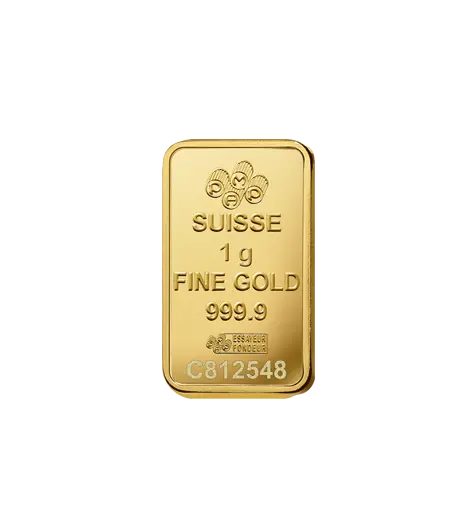 1g - PAMP - 9999 千足金 - 幸运女神 - 瑞士铸造金条