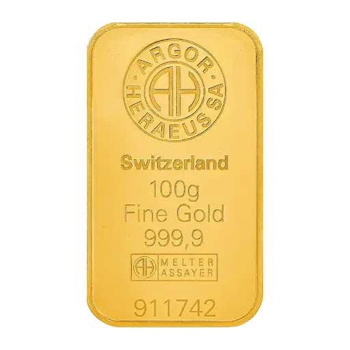 [mint_100g_eu] 100g 9999 Gold - Switzerland - Minted Bar