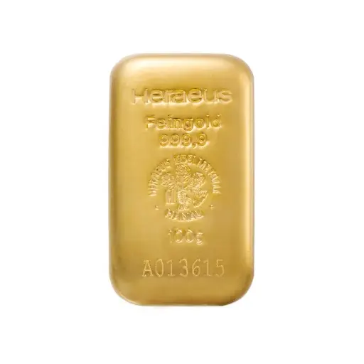 [100g_gold_Heraeus_HK_cast] 100 克 9999 千足金（香港）鑄造金條