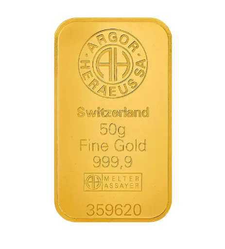 [50g_gold_Heraeus_Swiss_mint] 50 克 9999 千足金(瑞士)鑄造金條