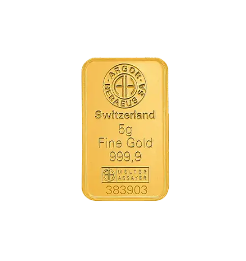 [5g_gold_Heraeus_Swiss_mint] 優惠!! 5 克 - 9999 千足金(瑞士)鑄造金條