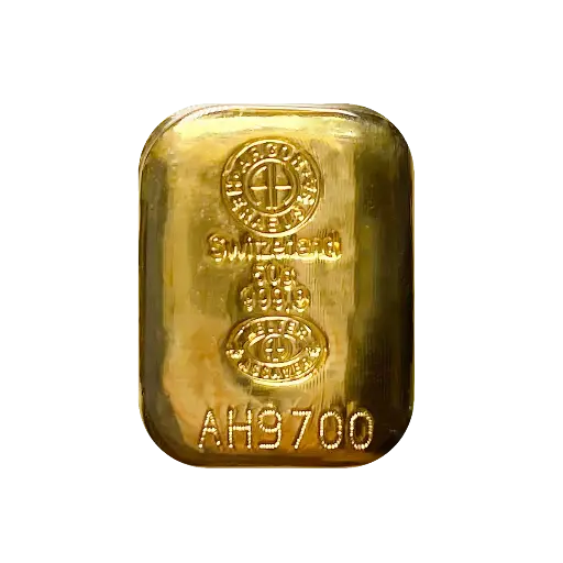 [50g_gold_Heraeus_Swiss_cast] 50g - 9999 Gold - (瑞士) 铸造金条