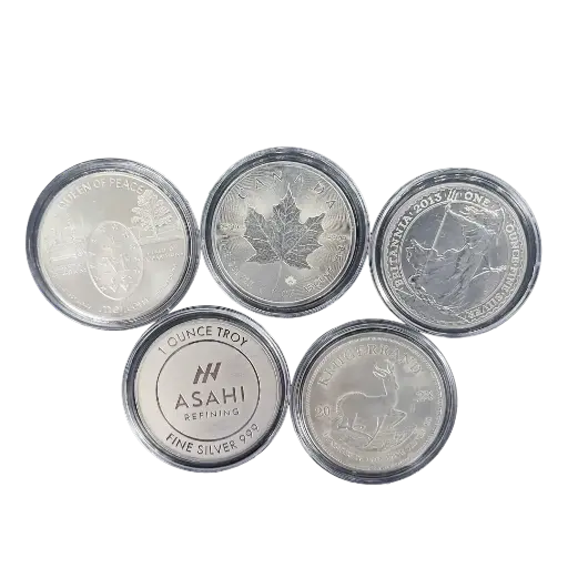 [1oz*5_silver_mixed_coin] World Mixed Silver Coin Pack 5 x 1oz