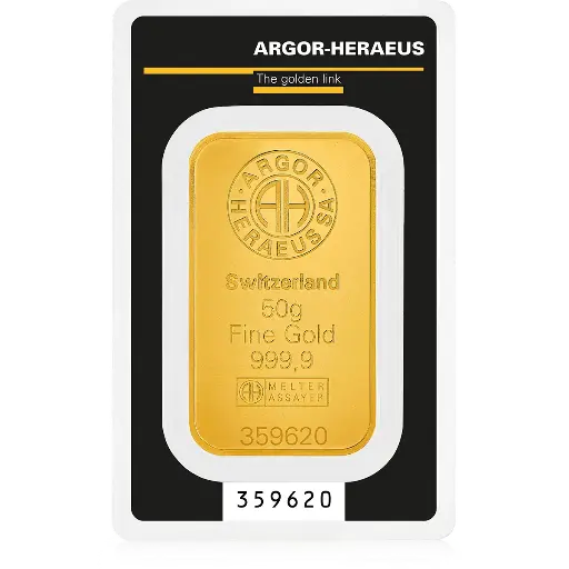 [50g_gold_Heraeus_kinebar] 50克 - 9999 千足金(瑞士)铸造金条 - 幻彩镭射 Kinebar
